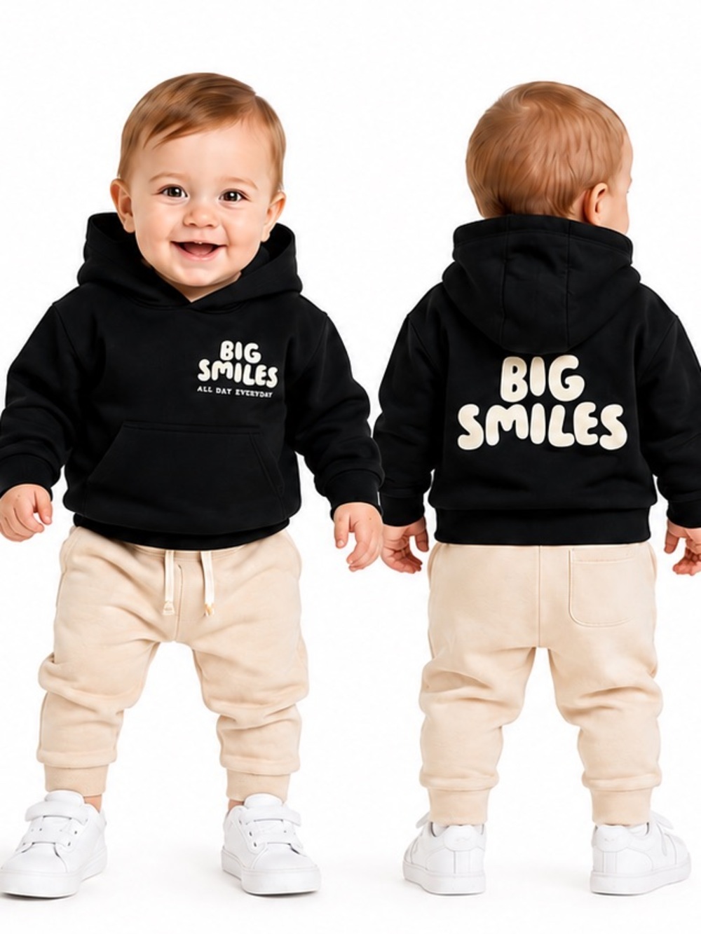 NEW - Next UK Baby 6-12M Black Big Smiles Double-Sided Graphic Hoodie